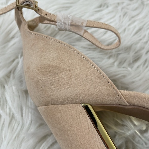 LULUS Laura Light Nude Suede Ankle Strap Chunky Heels Size 10 NEW - Picture 9 of 16